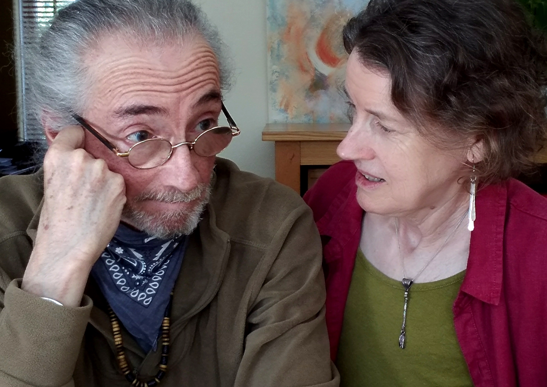 Sorrel Pindar listening to her partner